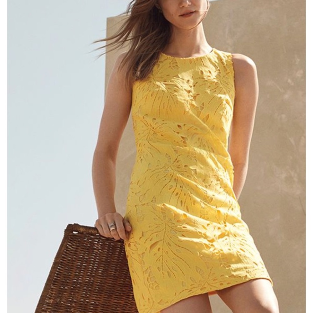 Banana republic yellow lace shirt dress